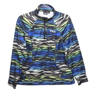 FILA Sz Large Track Jacket Pullover 1/4 Zip Athleisure Fleece Running Gorpcore